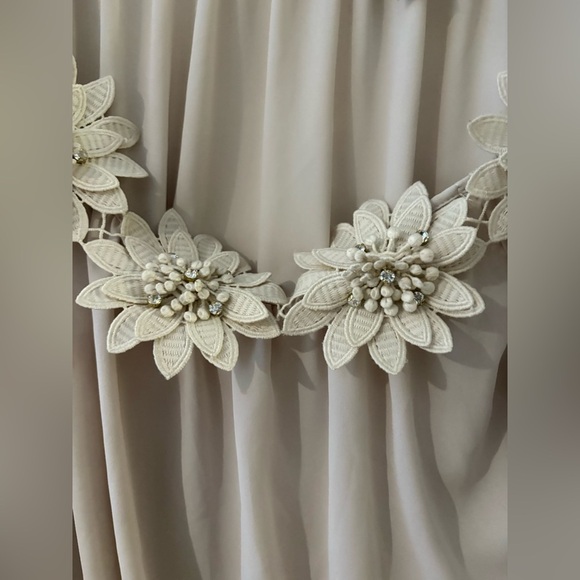 Joseph Ribkoff off shoulder floral champagne blouse size 14 shirt - Picture 7 of 13